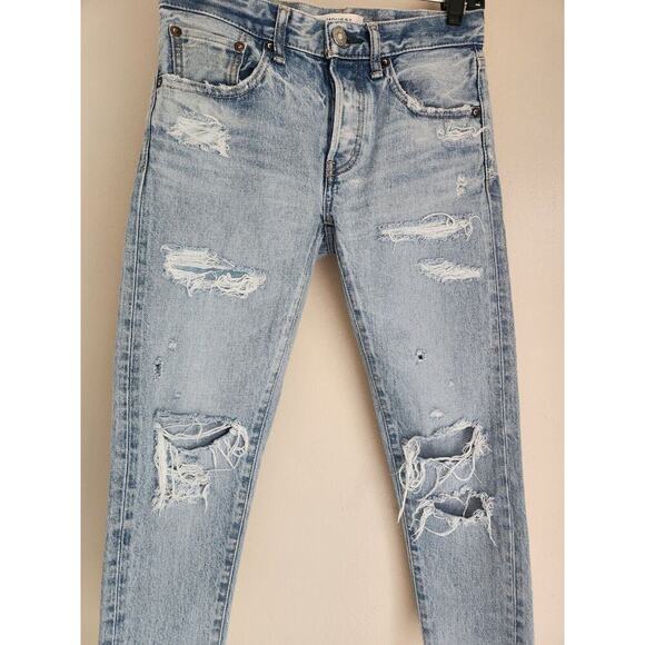 MOUSSY VINTAGE Cropped Distressed Tapered Skinny Jeans Sz 24 Inseam 23'' #1F414 - Picture 2 of 10